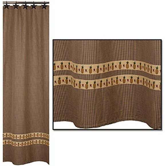 New Primitive Pineapple Shower Curtain - Picture 1 of 2